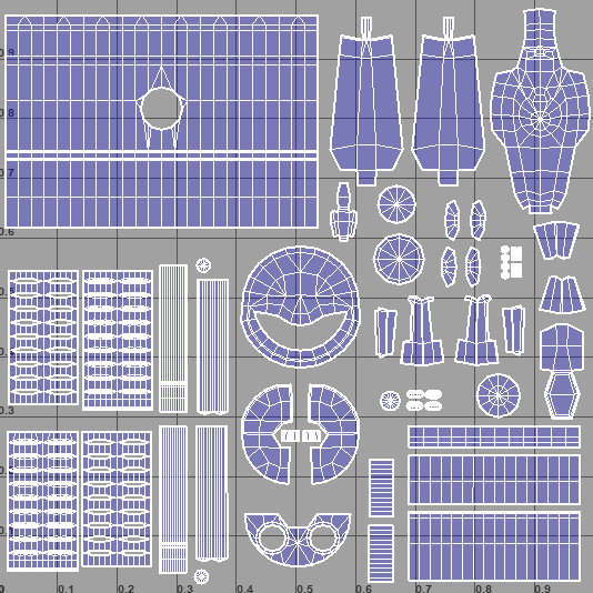 UV layout for the barrels and machine gun